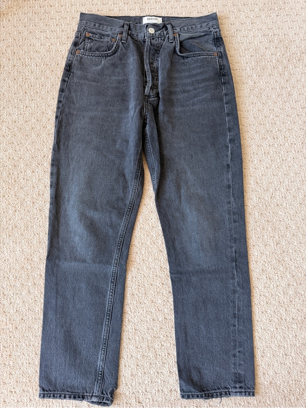 AGOLDE Black High-Rise Straight Jeans